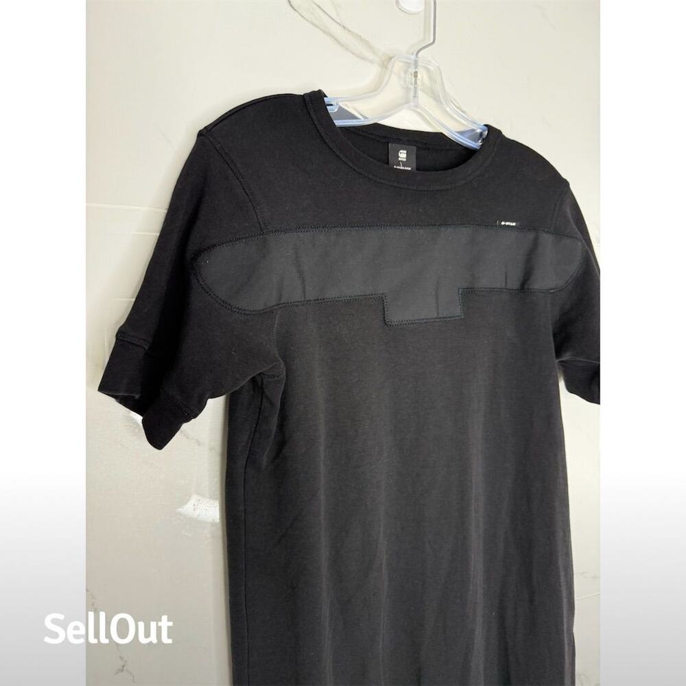 G-Star Raw Women's Black T-Shirt Dress Mesh Panel Short Sleeve S View 2